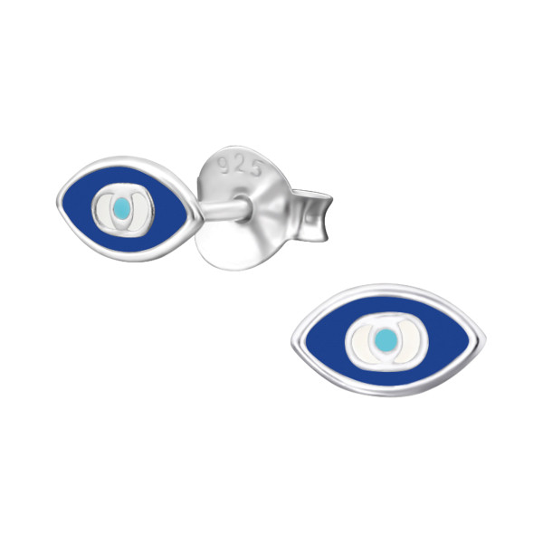 Ohrstecker sehendes Auge blau weiß 925-Silber e-coated