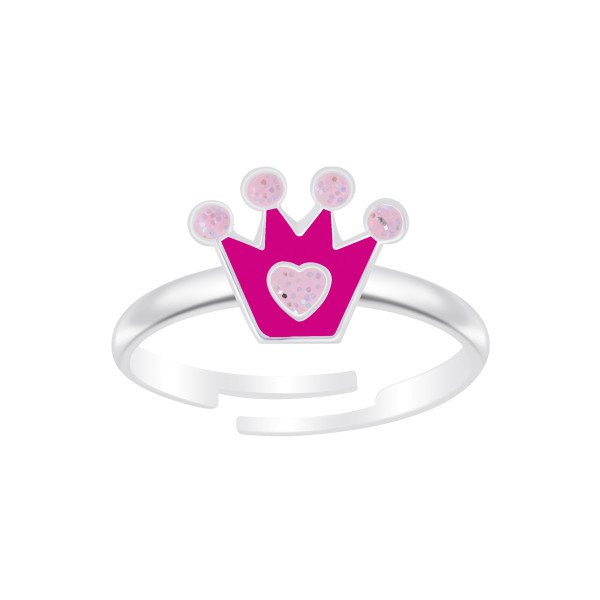 Ring Krone pink 925 Silber e-coated
