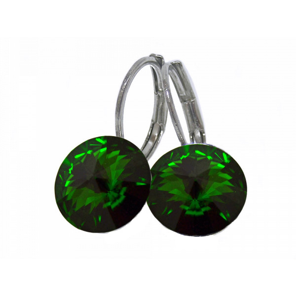 Ohrhänger Kristall 12 mm in Dark Moss Green