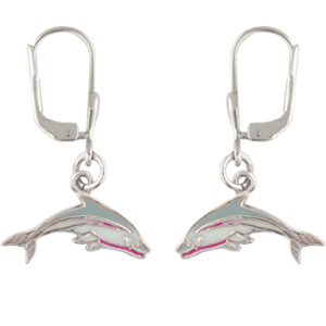 Ohrhänger Delphin grau/weiß 925 Silber | Janusch Schmuck