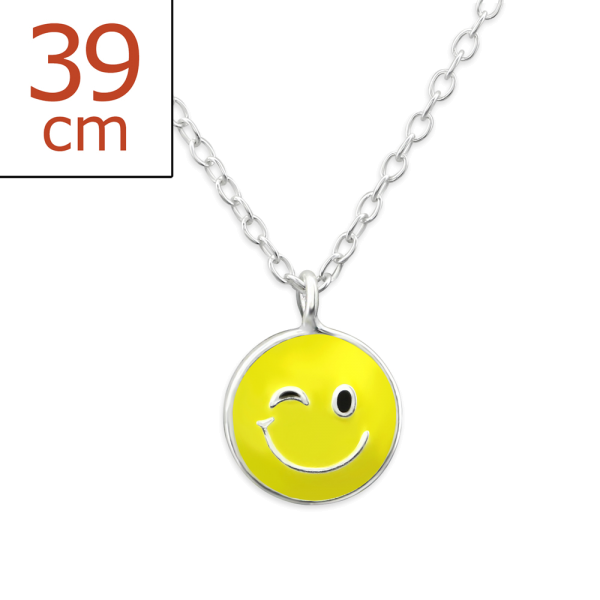 Kette Smiley gelb 39 cm 925 Silber