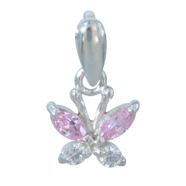 Schmetterling Anhänger aus Kristallen weiß/rosa 925 Silber