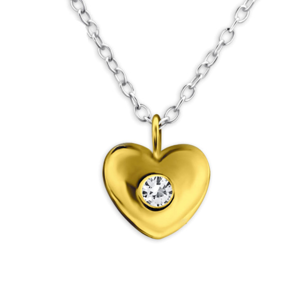 Kette vergoldetes Herz mit Zirkon 45 cm 925 Silber