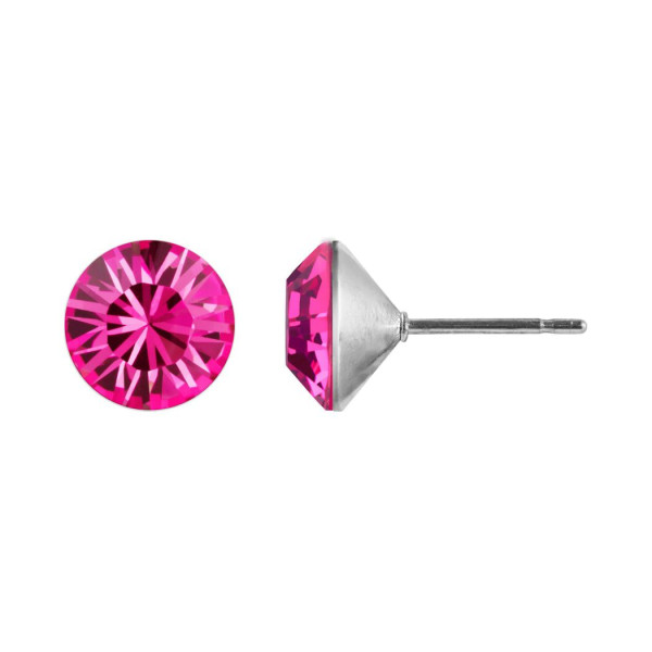 Ohrstecker Kristall 8 mm in Fuchsia 925 Silber