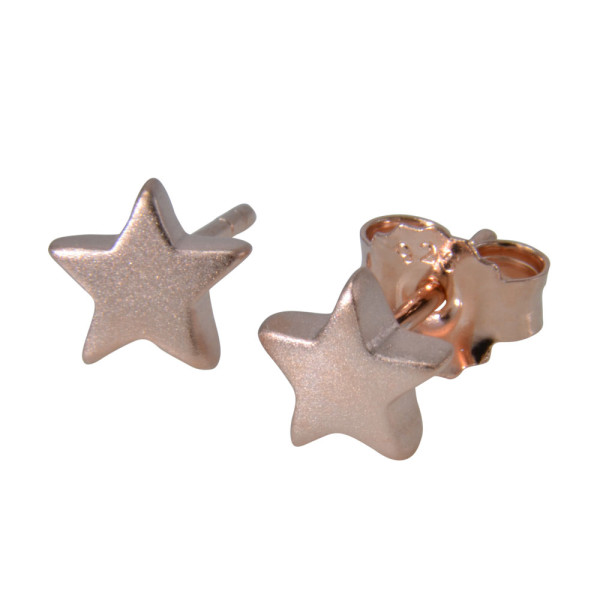 Ohrstecker Stern matt rosé vergoldet 6 mm 925 Silber