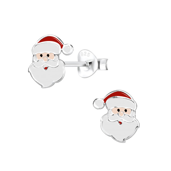 Ohrstecker Weihnachtsmann Face 925 Silber e-coated