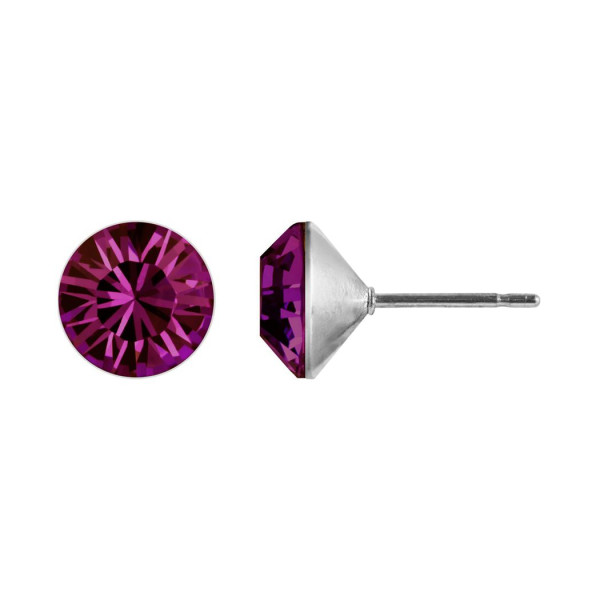 Ohrstecker Kristall 6 mm in Amethyst 925 Silber