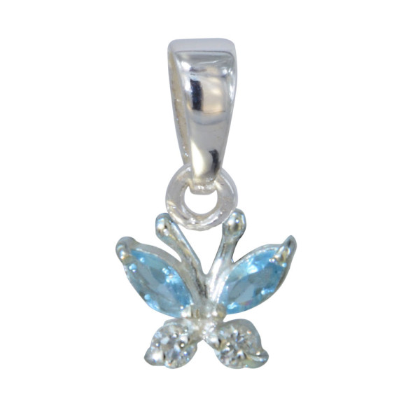 Anhänger Schmetterling aus Kristallen weiß/blau 925 Silber