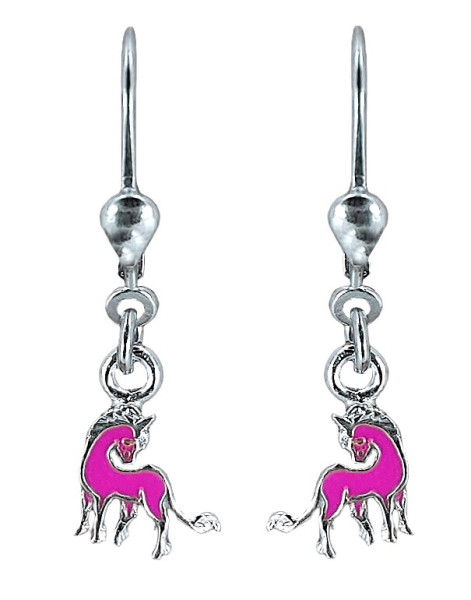 Einhorn Ohrhänger violett 925 Silber