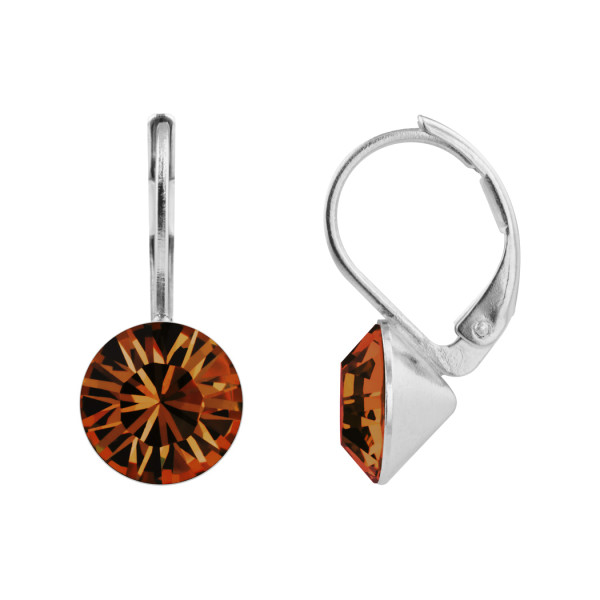 Ohrhänger Kristall 8 mm in Smoked Topaz