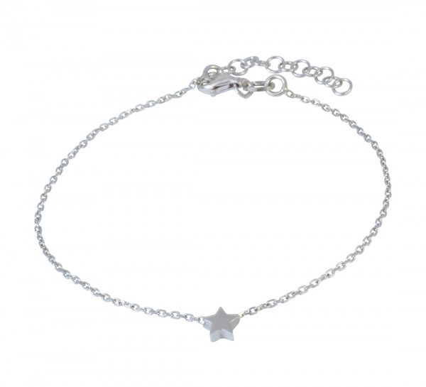 Armband Stern 925 Silber rhodiniert 17 cm + 2,5 cm Verlängerung