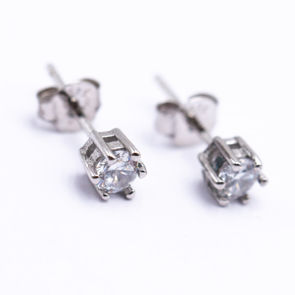 Ohrstecker kleine Krone mit Zirkon 925 Silber