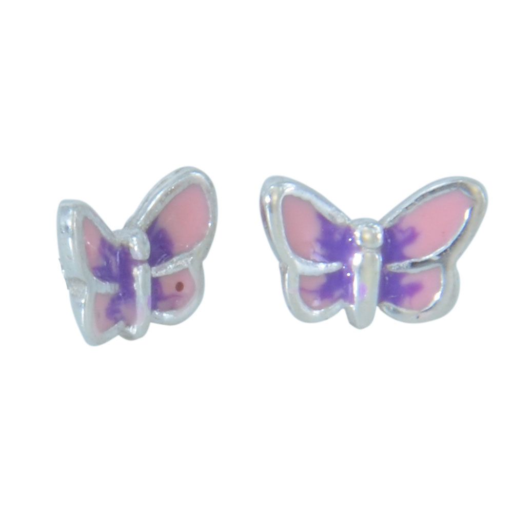Ohrstecker Schmetterling lila-rosa 925 Silber e-coated | Janusch Schmuck