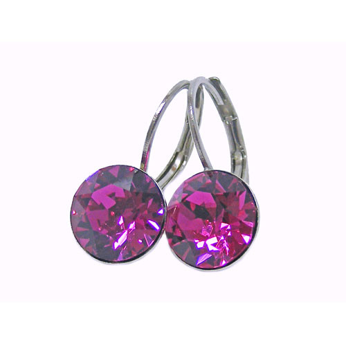 Ohrhänger Kristall 8 mm in Fuchsia