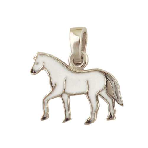 Pferd Anhänger weiß 925 Silber
