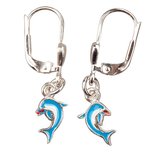 Ohrhänger Delphin blau 925 Silber | Janusch Schmuck