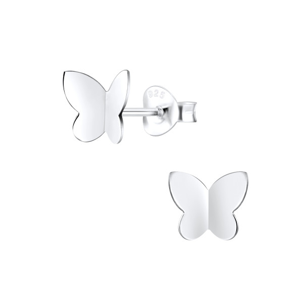Ohrstecker Schmetterling schlicht 925 Silber e-coated