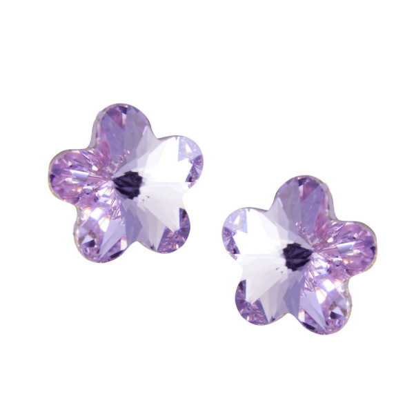Ohrstecker Kristallblüte 6mm Violet 925 Silber rhodiniert