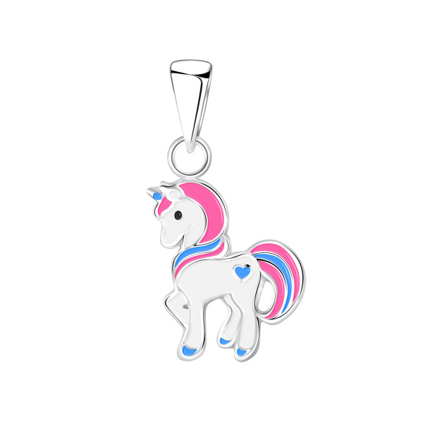 Anhänger stolzes Einhorn GROSS 925 Silber e-coated