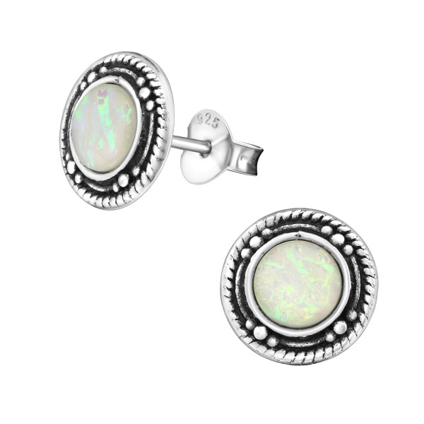 Ohrstecker White Opal 925 Silber