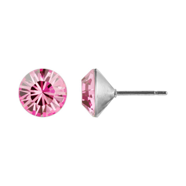 Ohrstecker Kristall 6mm in Rose 925 Silber