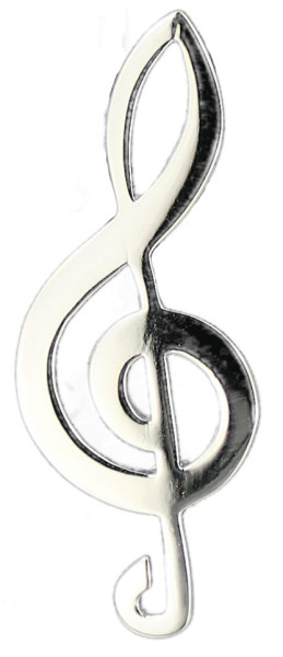 Brosche Notenschlüssel 45 mm 925 Silber e-coated