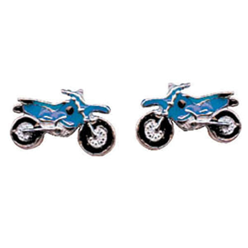 Ohrstecker Motorrad blau 925 Silber e-coated