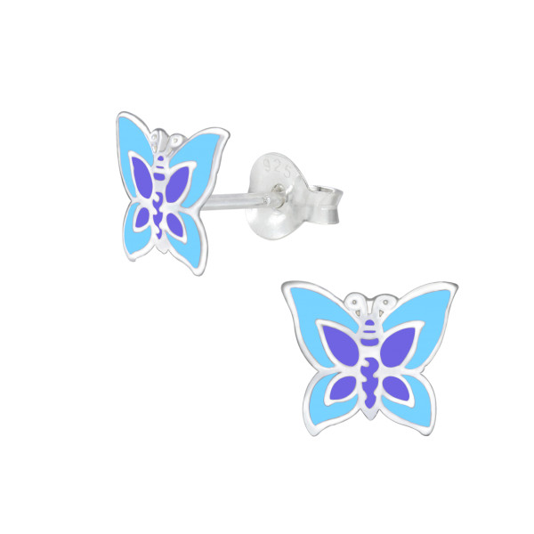 Ohrstecker Schmetterling blau 925 Silber e-coated