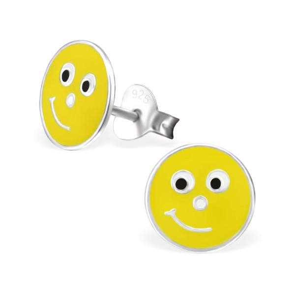Ohrstecker Button Emoticon Smile gelb 925 Silber