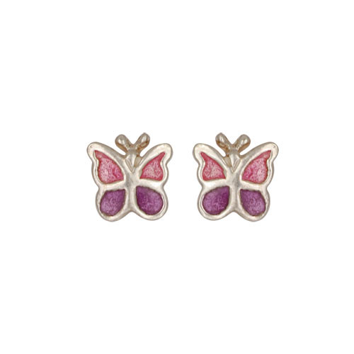 Ohrstecker Schmetterling pink/lila 925 Silber e-coated