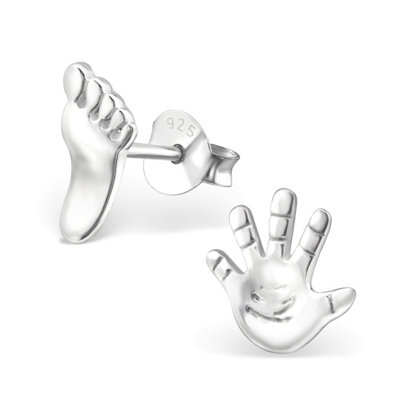 Ohrstecker Hand und Fuß 925-Silber e-coated