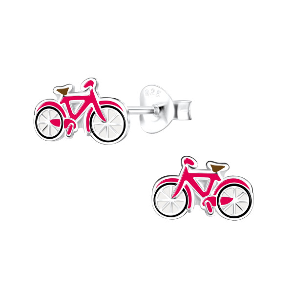 Ohrstecker rotes Fahrrad 925 Silber