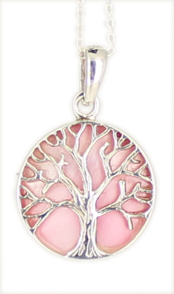 Kette 'Tree of life' Lebensbaum ROSE Mother of Pearl 925 Silber rhodiniert