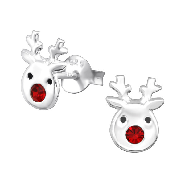 Ohrstecker Red Nose Rentier 925 Silber e-coated