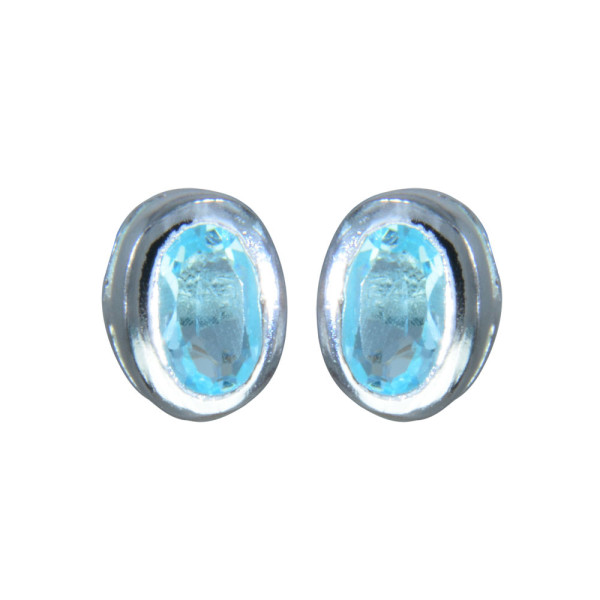 Ohrstecker Kristall Oval ECHT Blue Topaz 925 Silber