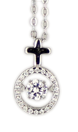Kette Kreuz Dancing Diamond rhodiniert 925 Silber 45 + 3,5 cm Verlängerung