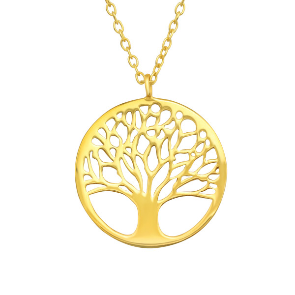 Kette Baum des Lebens 20 mm 925 Silber vergoldet