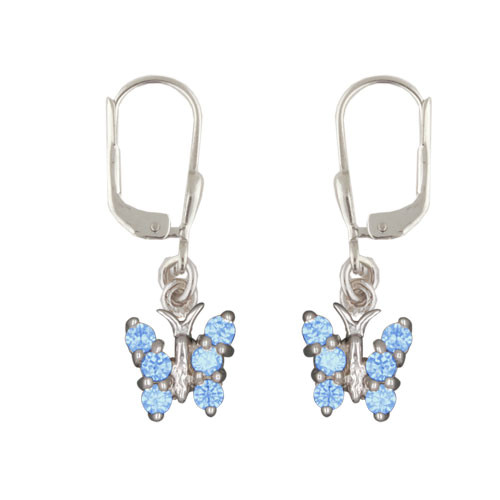 Ohrhänger Schmetterling mit blauen Kristallen 925 Silber