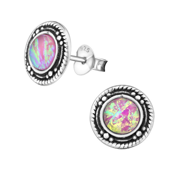 Ohrstecker Pink Opal 925 Silber